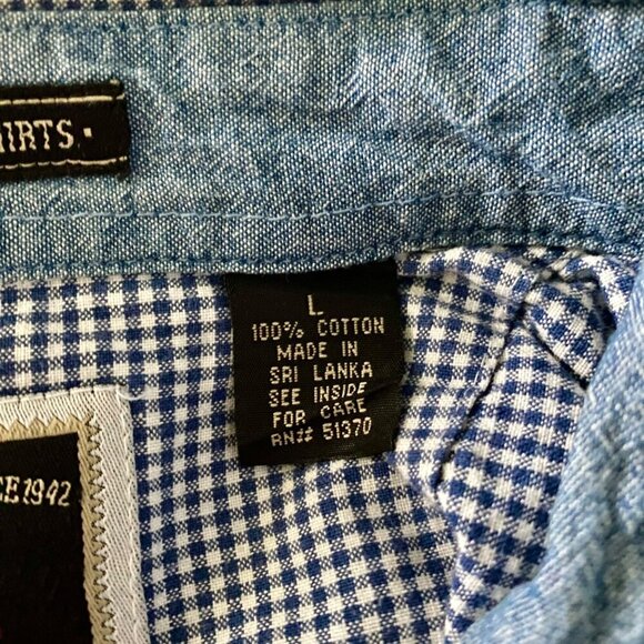 Wrangler Hero Blue White Checked Short Sleeve Button Up Cotton Shirt Men's Large - Picture 6 of 6